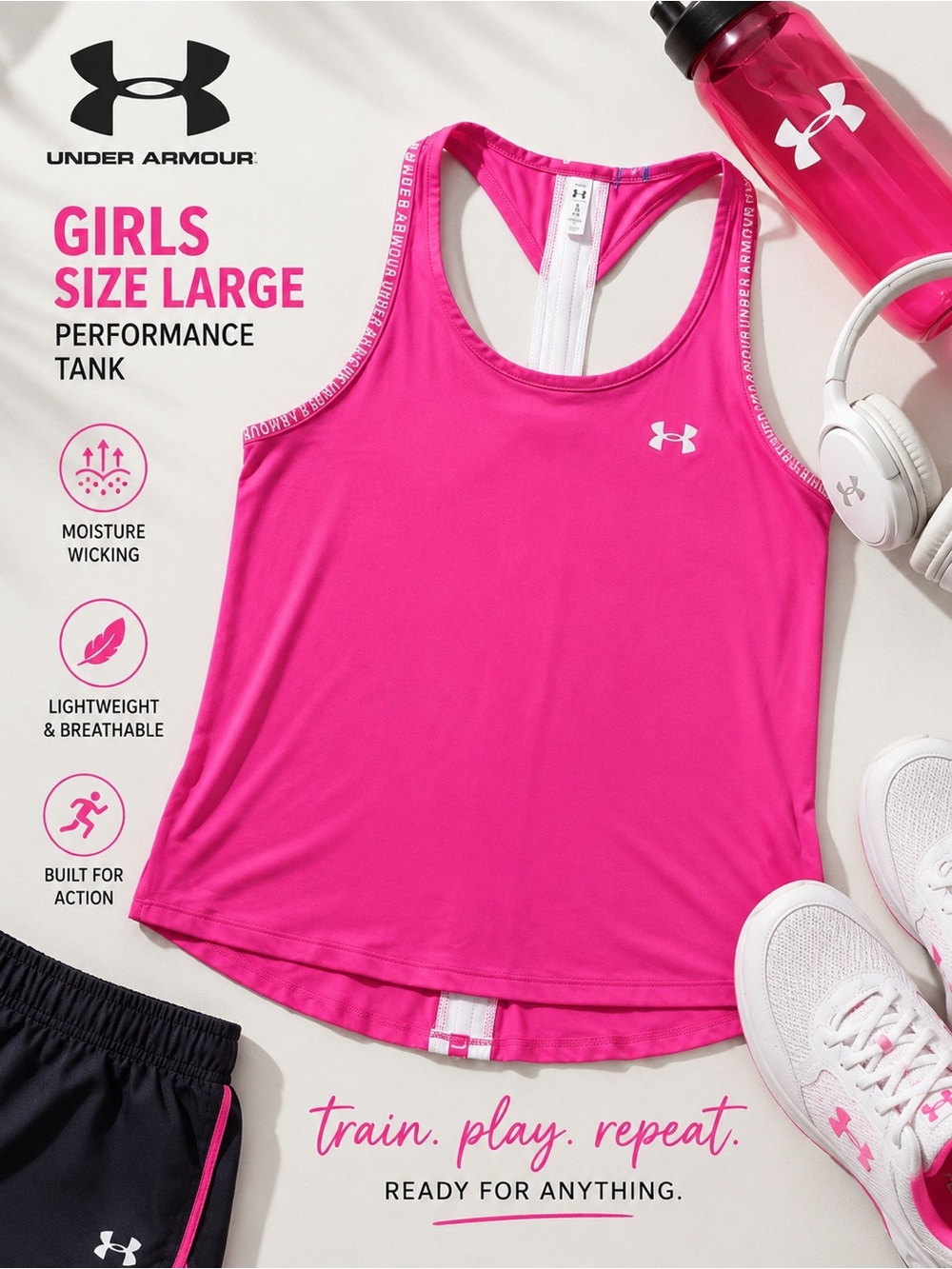 Under Armour Girls Pink Performance Tank Top